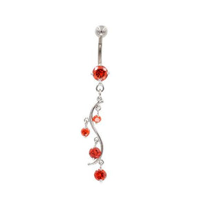 Red Gem S-Shaped Belly Button Rings - TSZjewelry