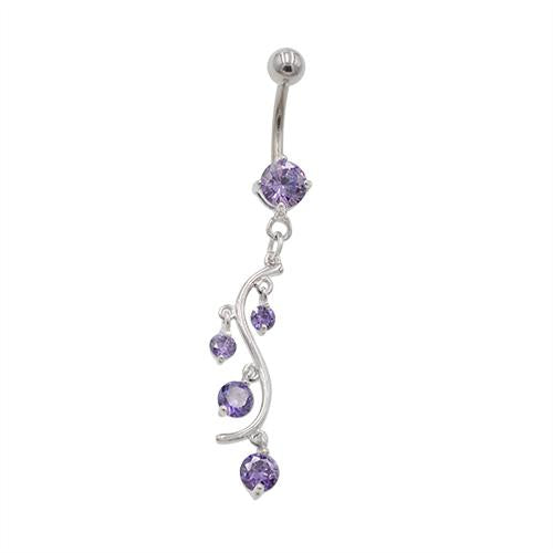 Purple Gem S-Shaped Belly Button Rings - TSZjewelry
