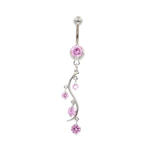 Pink Gem S-Shaped Belly Button Rings - TSZjewelry