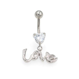 Horizontal Love String Clear Gem Belly Rings - TSZjewelry