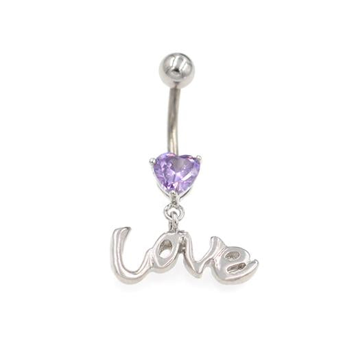 Horizontal Love String Purple Gem Belly Rings - TSZjewelry