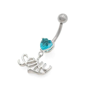 Aqua Gem Sexy Letter String Belly Rings - TSZjewelry