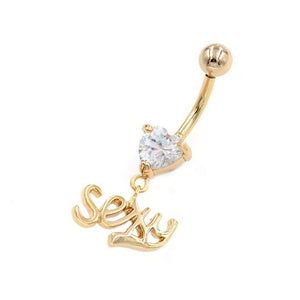 Clear Gem Sexy Letter String Gold Belly Rings - TSZjewelry