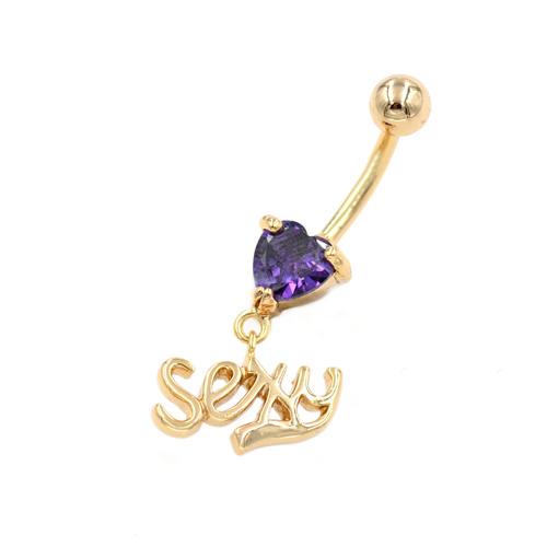 Purple Gem Sexy Letter String Gold Belly Rings - TSZjewelry