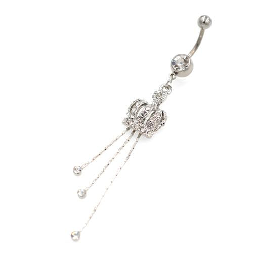 Clear Gem Tiara Crown Belly Button Rings - TSZjewelry