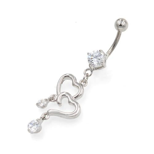 Clear Gem Question Mark on Heart Belly Ring - TSZjewelry
