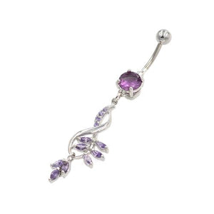 Purple Gem Infinity Dangling Belly Button Rings - TSZjewelry