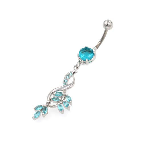 Aqua Gem Infinity Dangling Belly Button Rings - TSZjewelry