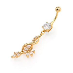 Clear Gem Infinity Gold Dangling Belly Rings - TSZjewelry