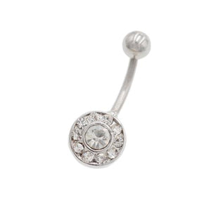 Clear Gem Pave Circle Belly Button Rings - TSZjewelry