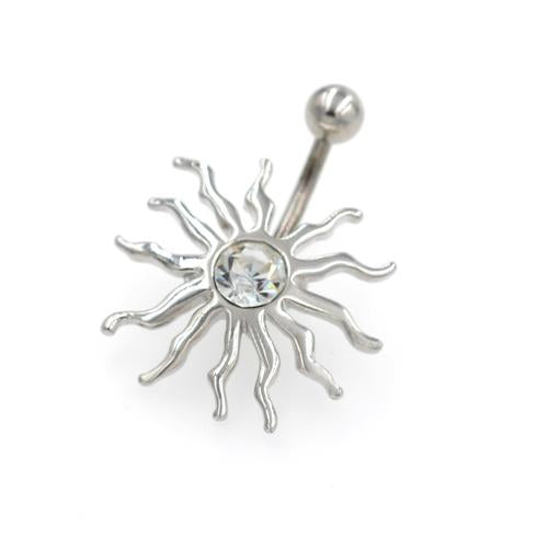 Clear Gem Blazing Sun Belly Button Rings - TSZjewelry