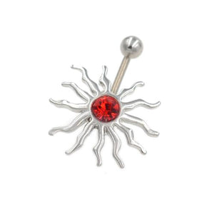 Red Gem Blazing Sun Belly Button Rings - TSZjewelry