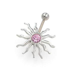 Pink Gem Blazing Sun Belly Button Rings - TSZjewelry
