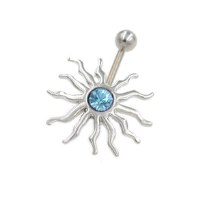 Aqua Gem Blazing Sun Belly Button Rings - TSZjewelry