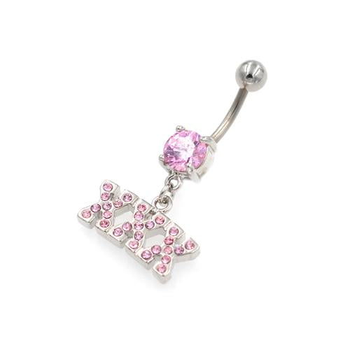 Pink Gem X Letter String Belly Button Rings - TSZjewelry