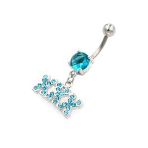 Aqua Gem X Letter String Belly Button Rings - TSZjewelry