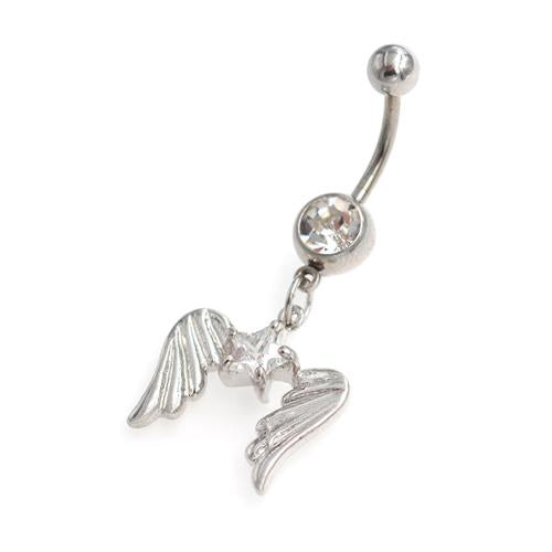 Clear Gem Star Star Angels Belly Button Rings - TSZjewelry