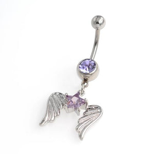 Purple Gem Star Star Angels Belly Button Rings - TSZjewelry