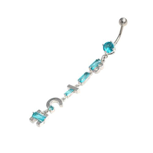 Aqua Gem Bitch Letter String Belly Button Rings - TSZjewelry