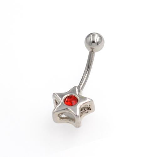 Non Dangling Star Red Centre Belly Button Rings - TSZjewelry