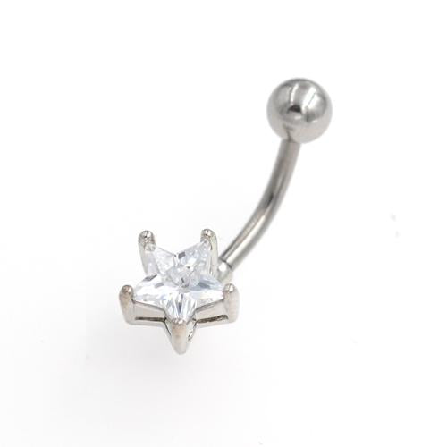 Clear CZ Star Non Dangling Belly Button Rings - TSZjewelry