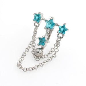Aqua Gem Triple Star Top Down Bell Button Rings - TSZjewelry