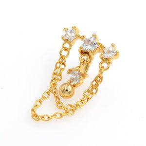Clear Gem Gold Triple Star Top Down Bell Rings - TSZjewelry