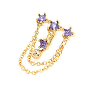 Purple Gem Gold Triple Star Top Down Bell Rings - TSZjewelry