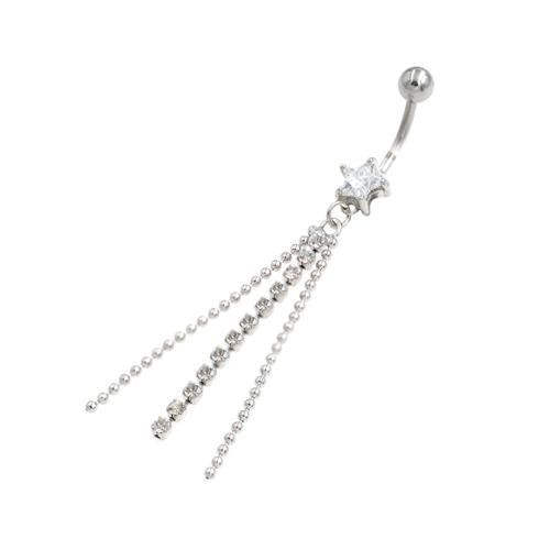 Clear Gem Star Chandelier Belly Button Rings - TSZjewelry