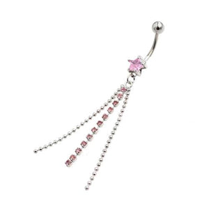 Pink Gem Star Chandelier Belly Button Rings - TSZjewelry