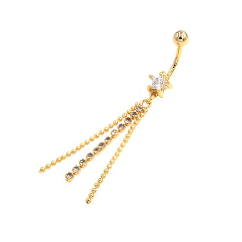 Clear Gem Gold Star Chandelier Belly Button Rings - TSZjewelry