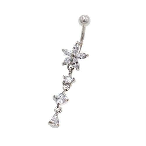 Clear Gem Dazzling Star Drop Belly Button Rings - TSZjewelry