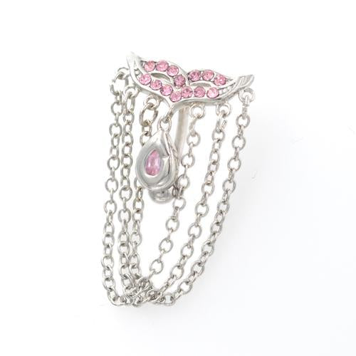 Pink Gem EyeDrop Chandelier Top Down Belly Rings - TSZjewelry