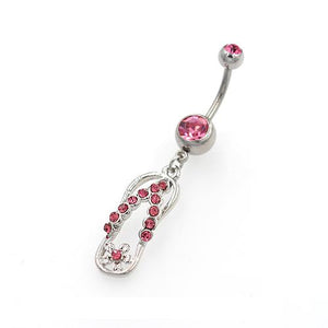 Pink Gem Hollow Slipper Belly Button Rings - TSZjewelry