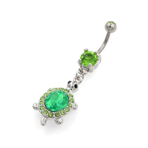 Green Dangling Tortoise Belly Button Rings - TSZjewelry