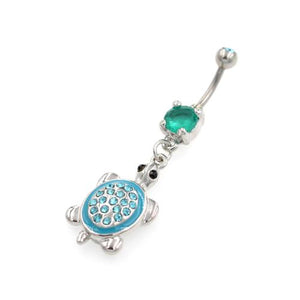 Aqua Tortoise Dangling Belly Button Rings - TSZjewelry