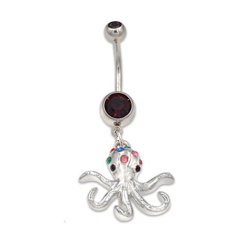 Rainbow Gem Octopus Dangling Belly Button Rings - TSZjewelry