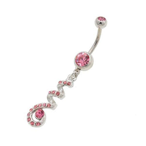 Pink Gem Spring Shape Dangling Belly Rings - TSZjewelry