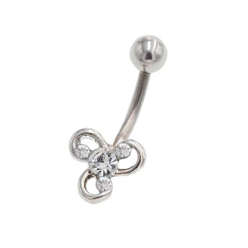 Crystaline Three Leaf Clover Non Dangling Belly Rings - TSZjewelry