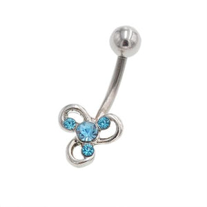 Pink Three Leaf Clover Non Dangling Belly Rings - TSZjewelry
