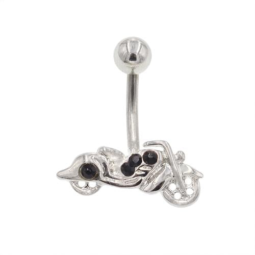 Black Non Dangling Motorcycle Belly Button Rings - TSZjewelry