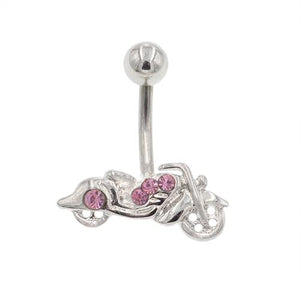 Pink Non Dangling Motorcycle Belly Button Rings - TSZjewelry