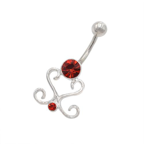 Red Gem Double S Shape Belly Button Rings - TSZjewelry
