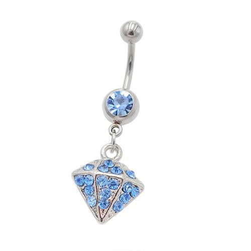 Blue Gem Dimond Shape Dangling Belly Rings - TSZjewelry