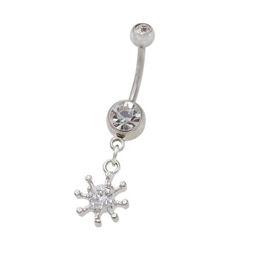 Crystaline Snowflake Dangling Belly Button Rings - TSZjewelry