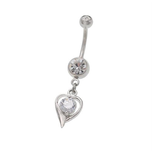 Dangling Shiny Heart Belly Button Rings - TSZjewelry