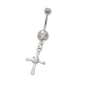 Dangling Crystaline Cross Belly Button Rings - TSZjewelry