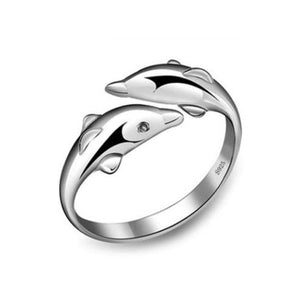 Double Dolphin Adjustable Ring - TSZjewelry
