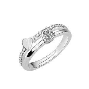 Dual Heart Double Row Adjustable Ring - TSZjewelry