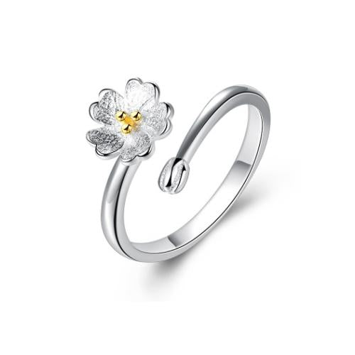 Golden Bud Flower Adjustable Ring - TSZjewelry